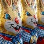 Close up of easter bunny chocolates