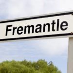 Fremantle railway sign with sky background