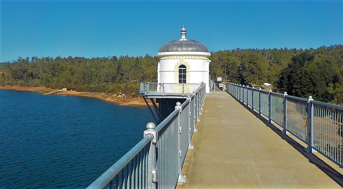 View across the weir wall